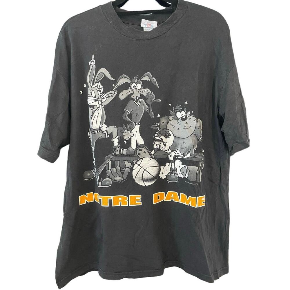Vintage 90s Notre Dame Football Looneys Tunes 1996 Single Stitch Shirt Adult L